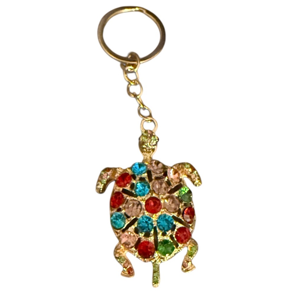 Turtle Multicolored in Gold Tone Keychain